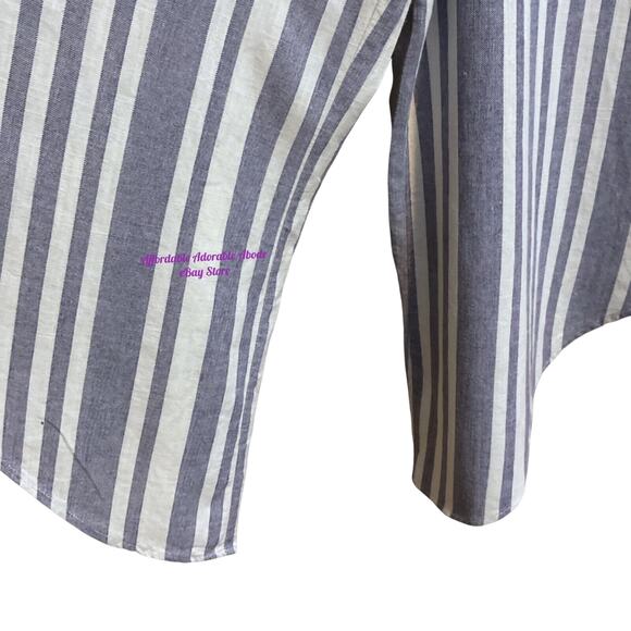 Everlily Women's Jumpsuit Size S White Blue Stripe Wide Leg Linen Blend Comfy - Picture 8 of 11